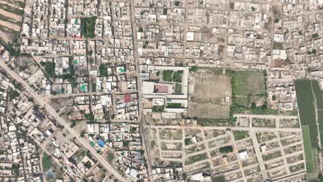 Aerial-Overhead-view-of-Darul-Uloom-Hussainia,-Shahdadpur-in-sindh-city