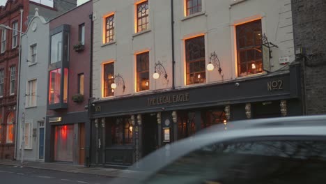 Dublin,-Ireland---The-Exterior-of-The-Legal-Eagle-Pub---Pan-Down-Shot