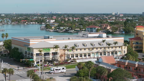 Aerial-view-of-a-Publix-supermarket-grocery-store-on-Madeira-Beach,-FL