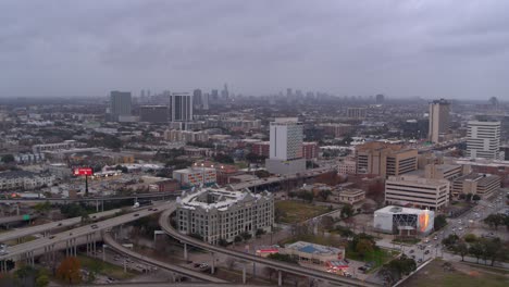 4k-aerial-view-of-Houston,-Texas-landscape