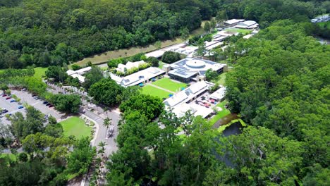 Drone-aerial-over-Ourimbah-University-campus-location-street-bushland-forest-education-sector-Central-Coast-Australia