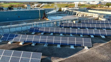 Rows-of-solar-panels-in-an-industrial-setting