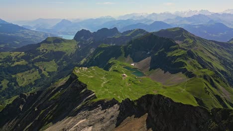 Aerial-of-beautiful-terrain-of-Brienzer-Rothorn-mountain-of-Emmental-Alps,-Switzerland