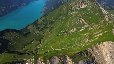 Epic-drone-shot-revealing-wild-steep-terrain-of-Brienzer-Rothorn-mountain-of-the-Emmental-Alps,-Switzerland,-Europe