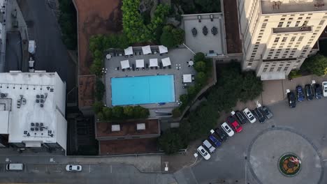 Aerial-view-of-modern-luxury-apartments-with-swimming-pools,-Buckhead,-Georgia,-USA