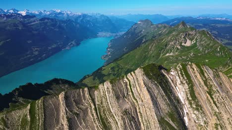 Drone-shot-revealing-Brienzer-Rothorn-mountain-ridge,-Emmental-Alps,-Switzerland