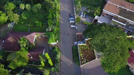 Aerial-View-Of-Tank-Hill-Road-In-Muyenga,-Kampala,-Uganda