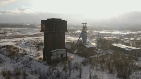Abandoned-Run-Down-Coal-Mine,-Historical-Industrial-Buildings-In-Bytom-City