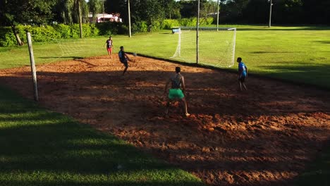 Young-People-Playing-Foot-Volleyball,-A-Traditional-Sport-In-Paraguay