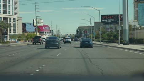 POV-Driving-Along-Las-Vegas-Strip-With-Other-Traffic