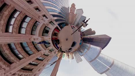 Eine-Stereoskopische-3D-Erkundung-Der-Berühmten-Wahrzeichen-Und-Architektur-Chicagos,-Aufgenommen-Mit-Einer-360-Grad-Kamera