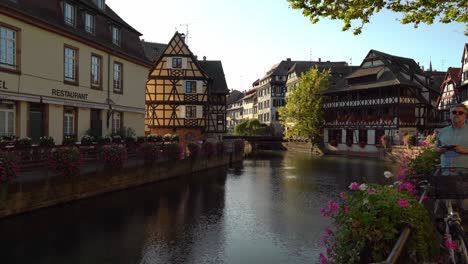 La-Petite-France-known-for-cobblestone-streets,-canals,-and-well-preserved-half-timbered-homes