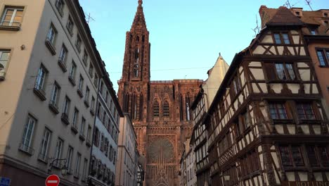 Facade-of-Strasbourg-Cathedral-in-Late-Autumn-Evening