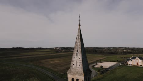 Rural-Saint-Vivien-de-Blaye-church-Spire,-Bordeaux,-France