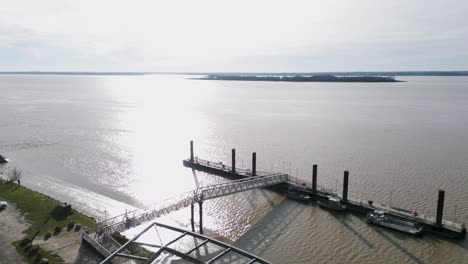 Blaye-riverfront-docks,-Bordeaux,-France---aerial-panoramic