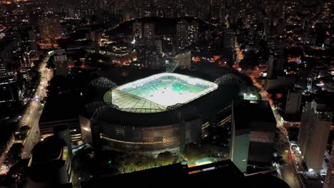 Nachtluftlandschaft-Des-Allianz-Arena-Sportzentrums-In-Sao-Paulo,-Brasilien