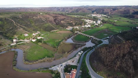 Aerial-view-of-Ribeira-de-Seixe-and-village-Odeceixe-in-Portugal,-aerial-view