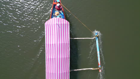 Aerial-view-fishing-motor-boat-in-Talpona-river-Goa-India