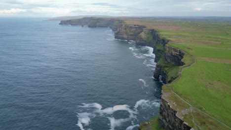 Aerial-shot-along-the-Irish-coast-showing-the-Cliffs-of-Moher