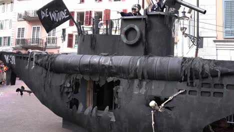 Solothurn,-Switzerland---March-03th,-2019:-A-huge-vehicle-at-the-carnivals-deal-looking-like-a-submarine