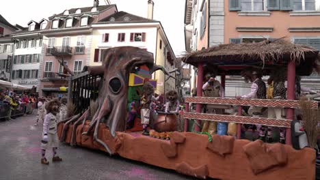Solothurn,-Switzerland---March-03th,-2019:-A-huge-vehicle-at-the-carnivals-deal-with-a-zoo-theme