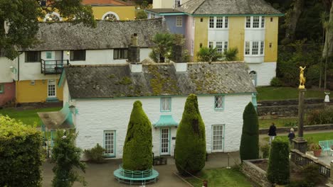 View-Of-Portmeirion,-An-Italian-Style-Tourist-Village-On-The-Coast-Of-North-Wales