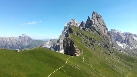 Aerial-Orbit-over-the-Seceda-Ridgeline-in-the-Italian-Dolomites