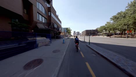 POV-Cycling-Along-The-REV-On-Berri-Street-In-Montreal