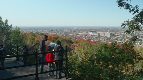Visitors-At-Overlook-View-Of-North-Montreal-At-Mount-Royal-Park