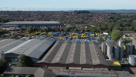 Aerial-view-of-multi-billion-companies-continuously-expanding-their-warehouse-facility-in-industrial-site-in-Sutton-in-Ashfield-UK