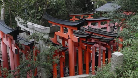 Touristen,-Die-Durch-Die-Shinto-Schreine-In-Kyoto-Spazieren
