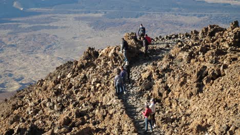 Tourists-taking-pictures-on-the-pathway-in-Mount-Teide