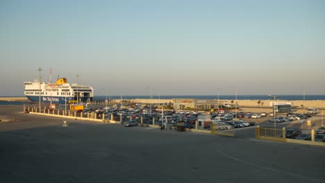 View-on-the-car-park-at-the-harbor-in-Rodos-Town