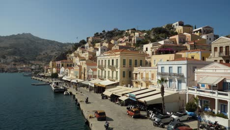 Aerial-view-of-the-colorful-port-of-Symi-Island