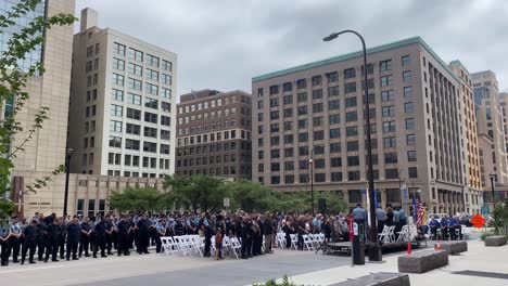 Outdoors-Police-Officers-Ceremony-in-Downtown-Minneapolis-City-in-United-States