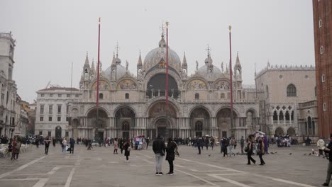 People-On-St-Mark's-Square-And-Basilica-In-Background-After-The-Cancelled-Carnival