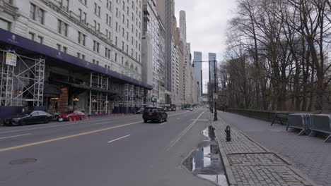Empty-Famous-usually-busy-street-boarding-Central-Park-during-Coronavirus-outbreak