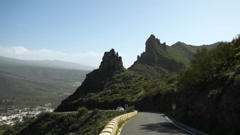 Two-peaks-over-a-road-in-Tenerife-mountain