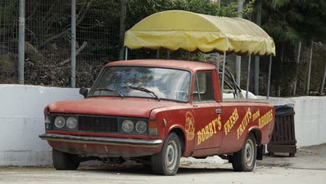 Old-red-Polski-Fiat-pickup-parking-in-the-street-in-Rhodes