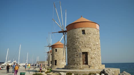 Three-old-stone-windmills-in-the-harbour-of-Rhodes
