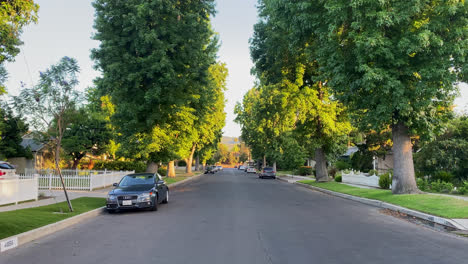 Tagsüber-Parkten-Autos-Auf-Der-Straße-In-Einem-Viertel-Von-Los-Angeles,-Kalifornien
