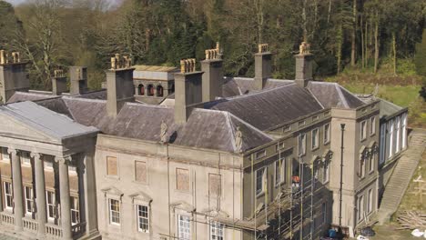 Construction-and-repair-on-an-old-and-historic-mansion-in-Wales,-Glynllifon-estate