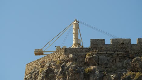 Crane-on-the-hill-at-Lindos-Acropolis