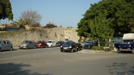 Parking-cars-at-the-gate-of-the-Old-Town-of-Rhodes
