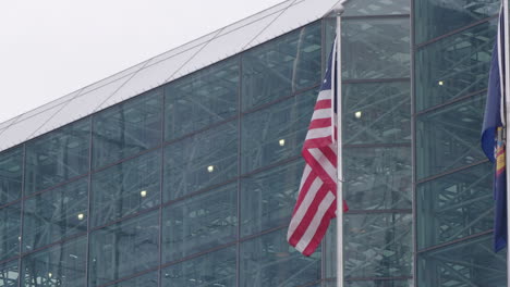 American-flag-flying-in-front-of-Javits-Center