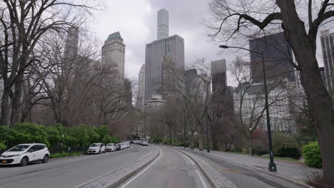 Lifeless-Central-Park-with-view-of-east-side-midtown-during-Coronavirus-outbreak-in-NYC