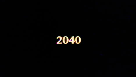 2040-golden-numbers-glitch-and-spread-horizontal-beam-on-black-background