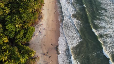 Bird's-eye-view-of-a-beach-with-breaking-waves-in-Costa-Rica