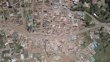 Top-down-view-on-dense-development-of-Loitokitok-settlement,-Kenya