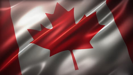 Die-Nationalflagge-Kanadas,-Aus-Der-Vogelperspektive,-Perspektivische-Ansicht,-Glänzend,-In-Zeitlupe-Schwankend,-Gedreht,-Scharfes-Design,-Im-Fokus